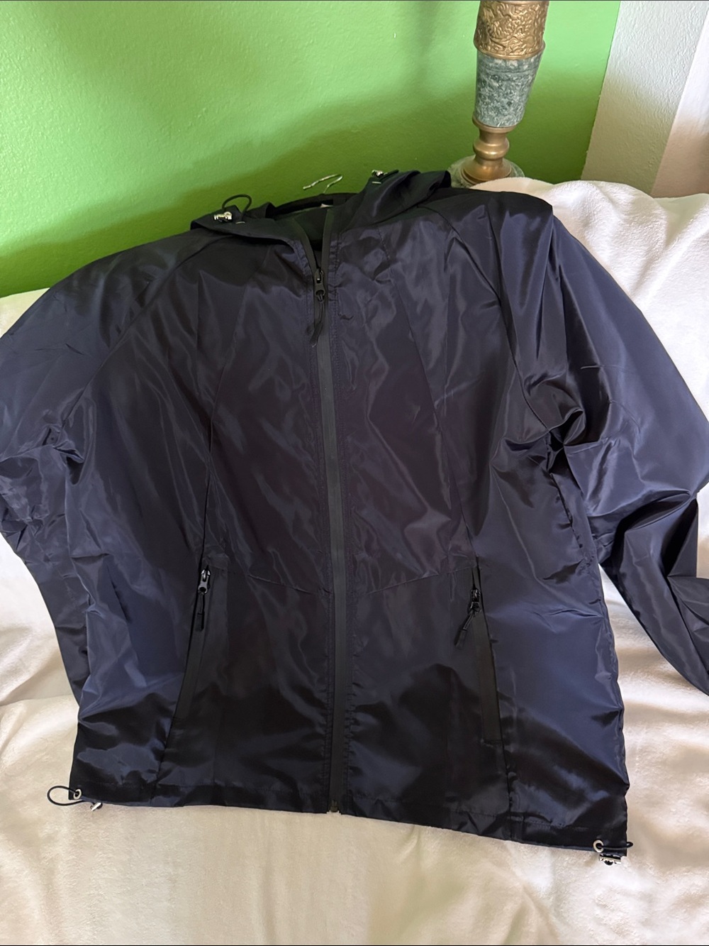 Women's Navy Blue Hooded Rain Coat